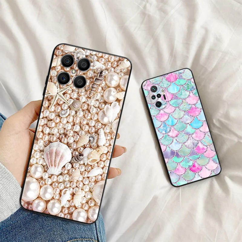 Soft Silicone Phone Case for Honor X7b X9b X6a X8 b 70 90 Magic5 Mermaid Colourful Shiny Scales Huawei P20 P30 P40 P-Smart Cover