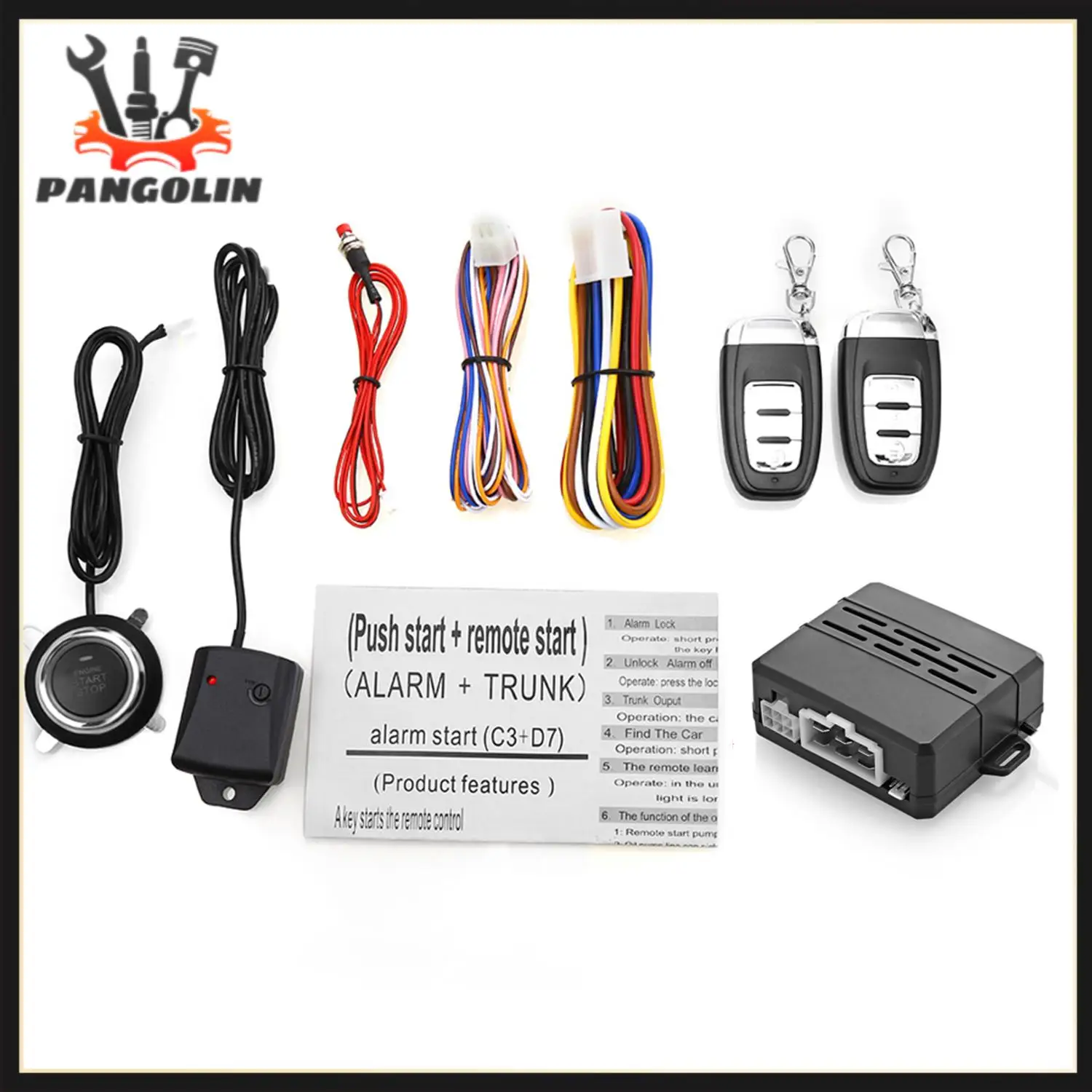 

Universal Car Alarm Remote Start Keyless Push Start System For 12V Car Car Lock System Keyless Start System Automobiles Parts