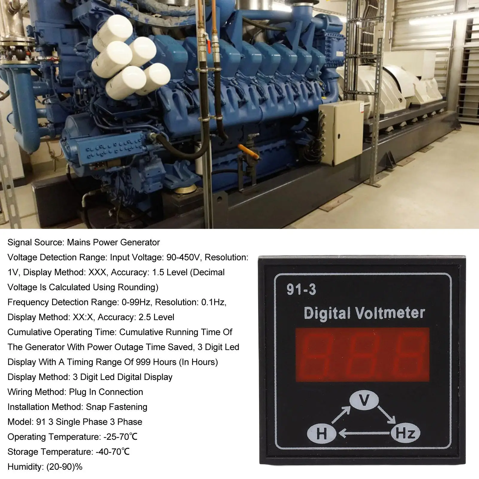 Digital Voltmeter for Gasoline Diesel Generator Accessories 220V 380V Single Phase 3 Phase Voltage Meter