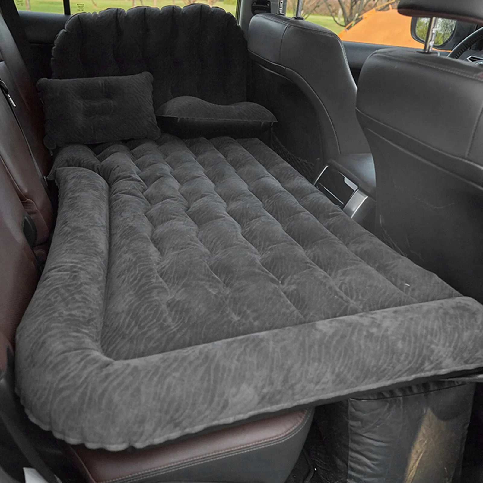 2‑In‑1 Multifunction Inflatable Travel Mattress PVC Flocking Soft Sleeping Rest Cushion for Car SUV