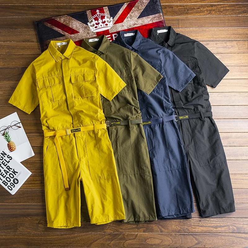 

Летний легкий быстросохнущий комплект: комбинезон и шорты, однотонный, модный городской стиль, молодежная одежда, простой в уходе