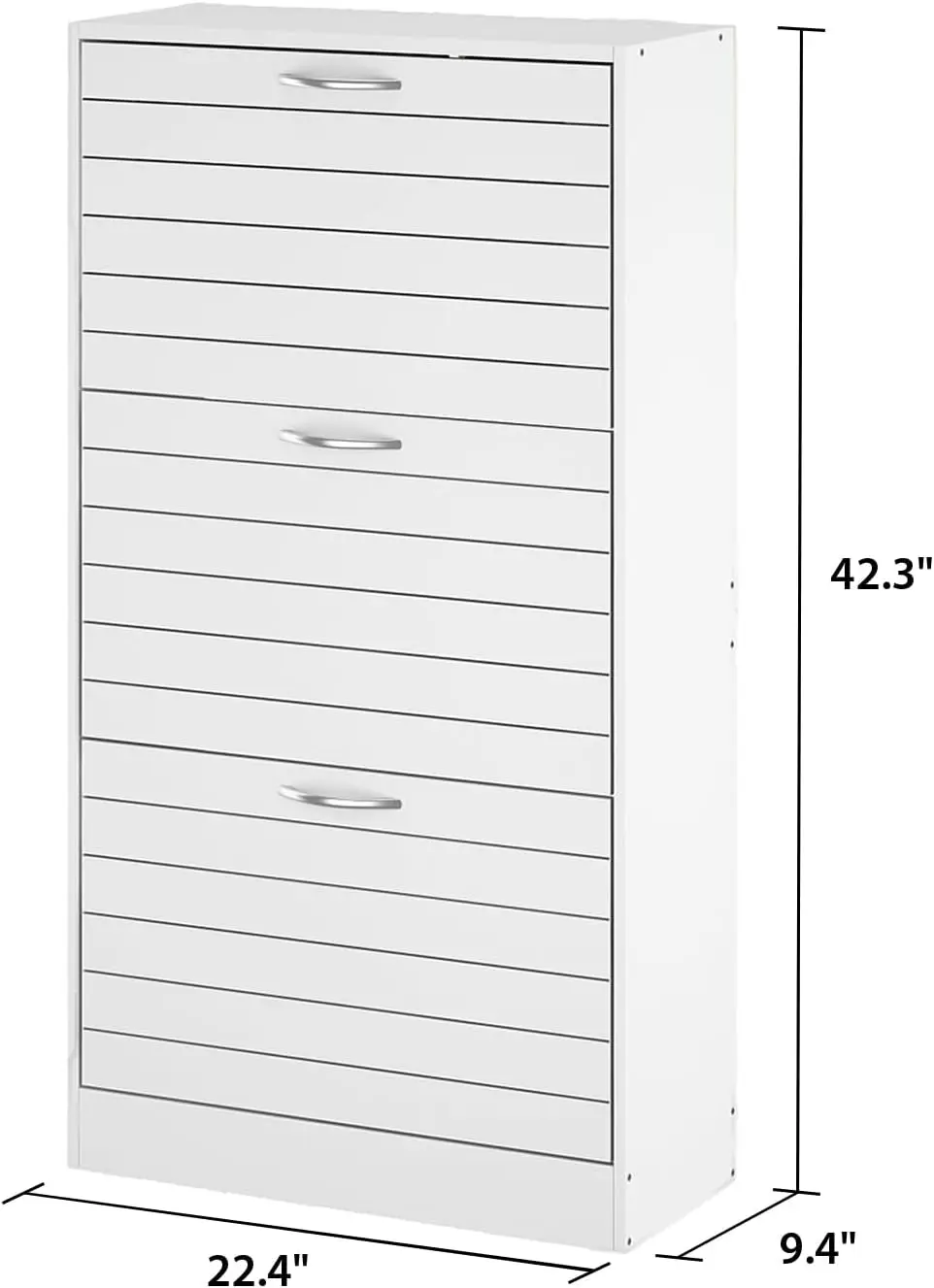 3-Drawer Shoe Storage Cabinet with Louver Doors, 3-Tier Freestanding Tipping Bucket Shoe Cabinet Shoe Rack Storage Organi