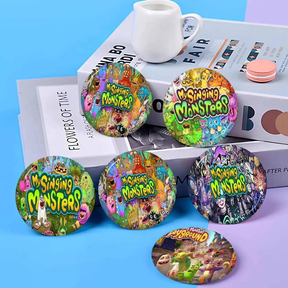 Game My Singing Monsters 32/44/58mm Handmade Pin Round Funny Snap-in Brooches for Backpack Cothes Accessories Badge Decoration