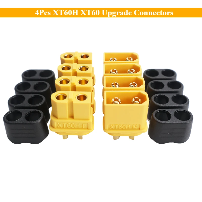 4Pcs XT60H XT60 Upgrade Connectors XT60H Male Female Bullet Connectors Plugs with Sheath for Lithium Battery RC Planes Car Expan
