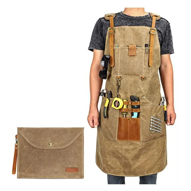 Thick Canvas Apron Handbag Multi-functional Pocket Woodworking Overalls Repair Auto Mechanic Repairman Lumberjack Apron