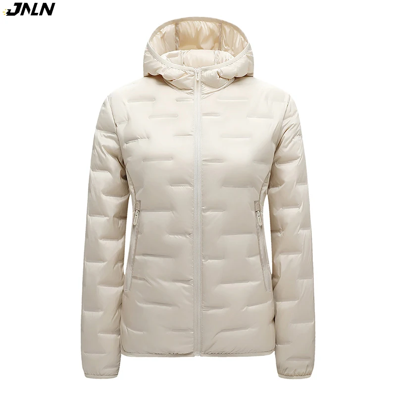 

JNLN Down Jacket Women Camping Hiking Mountaineering Lightweight Padded Coat Winter Waterproof Windproof Warm Hooded Windbreaker