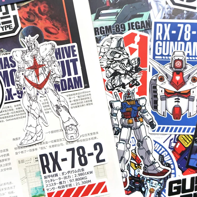 Bandai Gundam Mobile Suit Bootcase Computer Waterproof Sticker Japanese Anime PVC Self-Adhesive Skateboard Sticker 20/21pcs