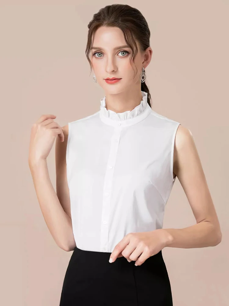 Ele Svel irt Commute Colletto rialzato in legno antietà Colore puro Primavera Sle Top dimagrante Faion da donna