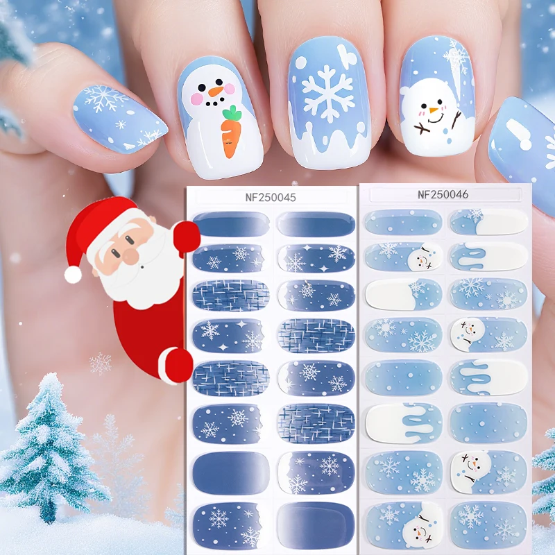 Example holiday manicure with gel nail strips