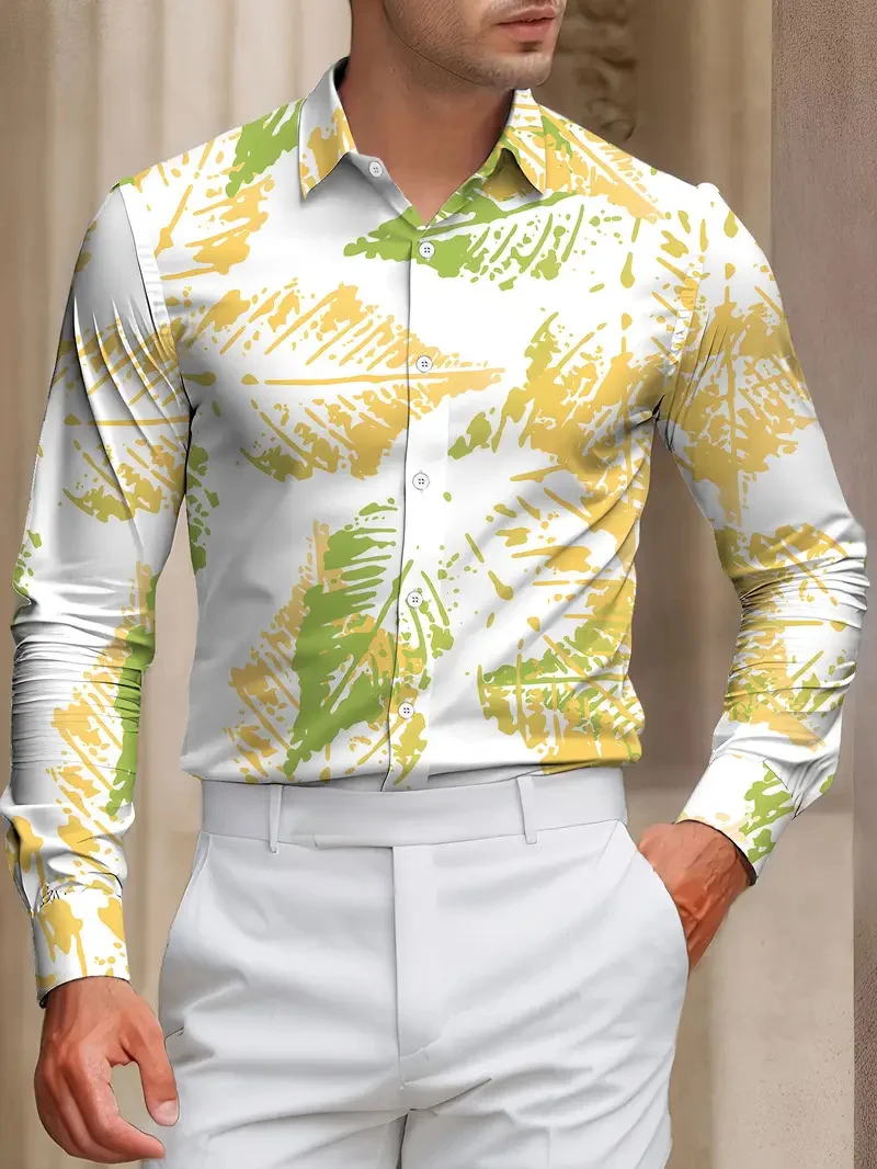 Men's 3D Music Printed Pattern Shirt Long Sleeve Shirt Flap-up Clothing Casual Comfort Street Fashion Designer