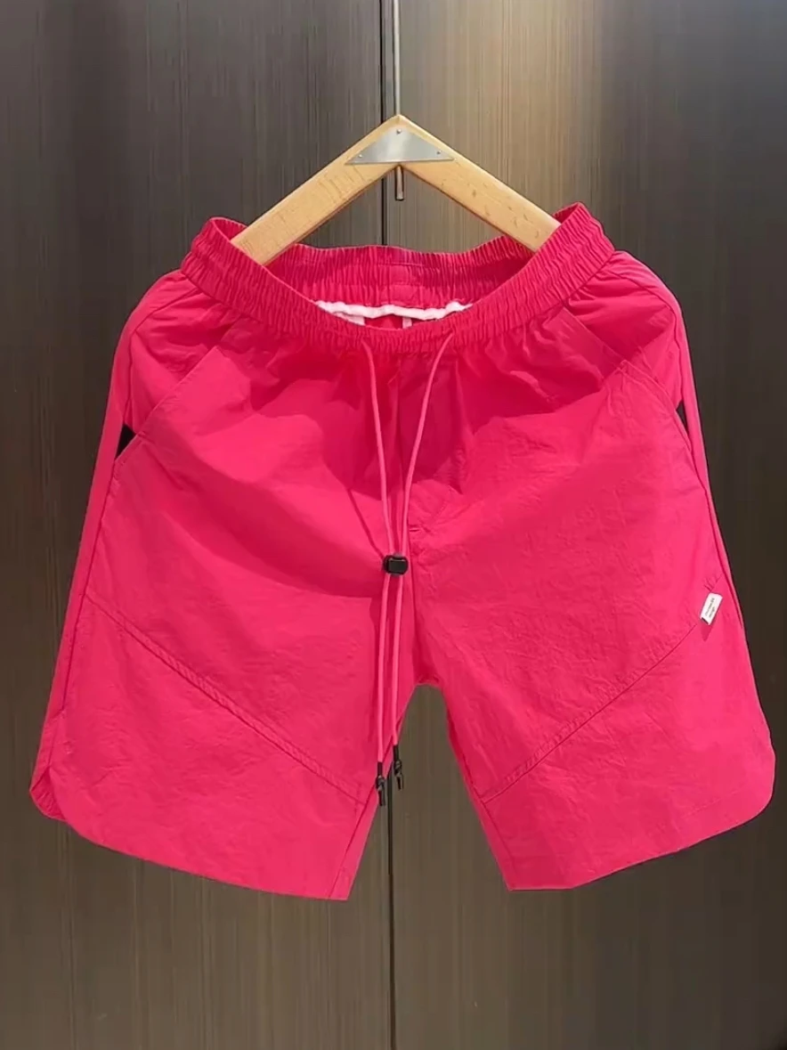 Men's Summer New Style Breathable Quick Dry Casual Shorts Loose Fit Sport Five-Quarter Beach Pants Polyester Fiber Youth Fashion