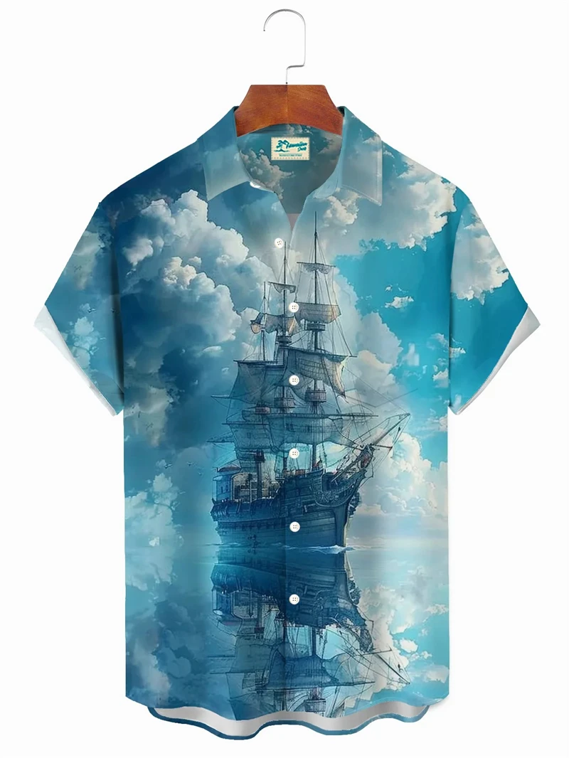 

Retro Geometric Graphic Hawaiian Shirts For Men Summer Fashion Holiday Vacation 3D Printed Shirt Casual Oversized Daily Wear Top