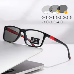 Ultralight TR90 Photochromic Myopia Glasses Blue Light Blocking Near Sight Eyeglasses Color Changing Optical Eyewear 0 To -4.0