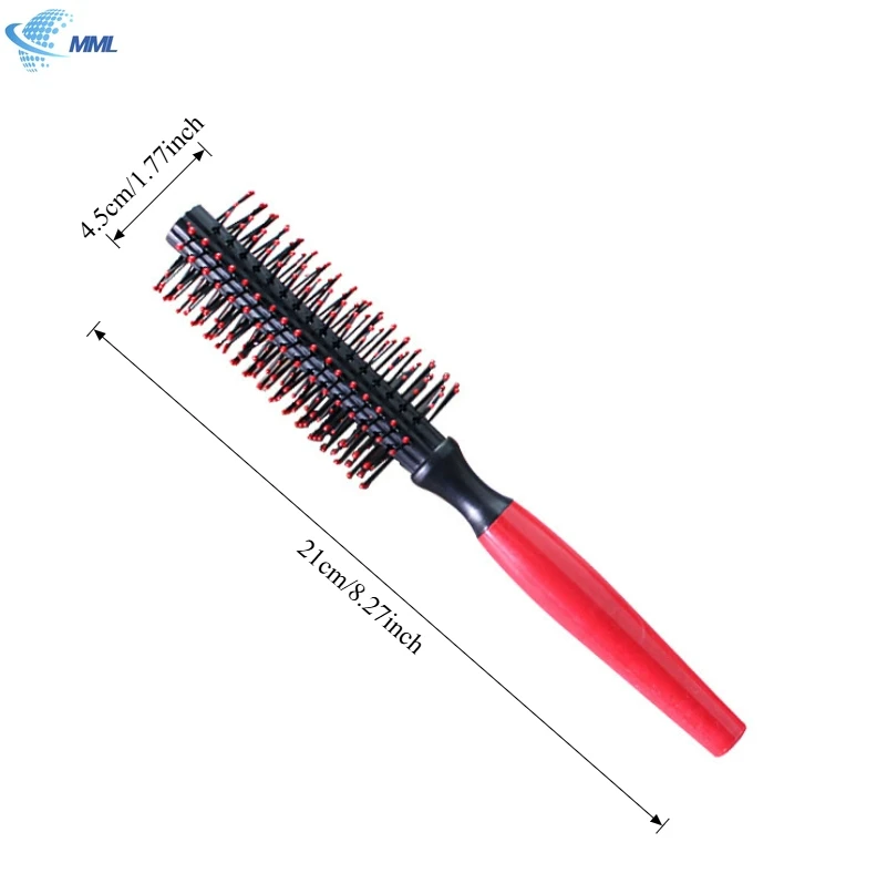 professional anti-static cylindrical bristle curly hair styling round comb nylon teeth roller comb Special for real hair wigs