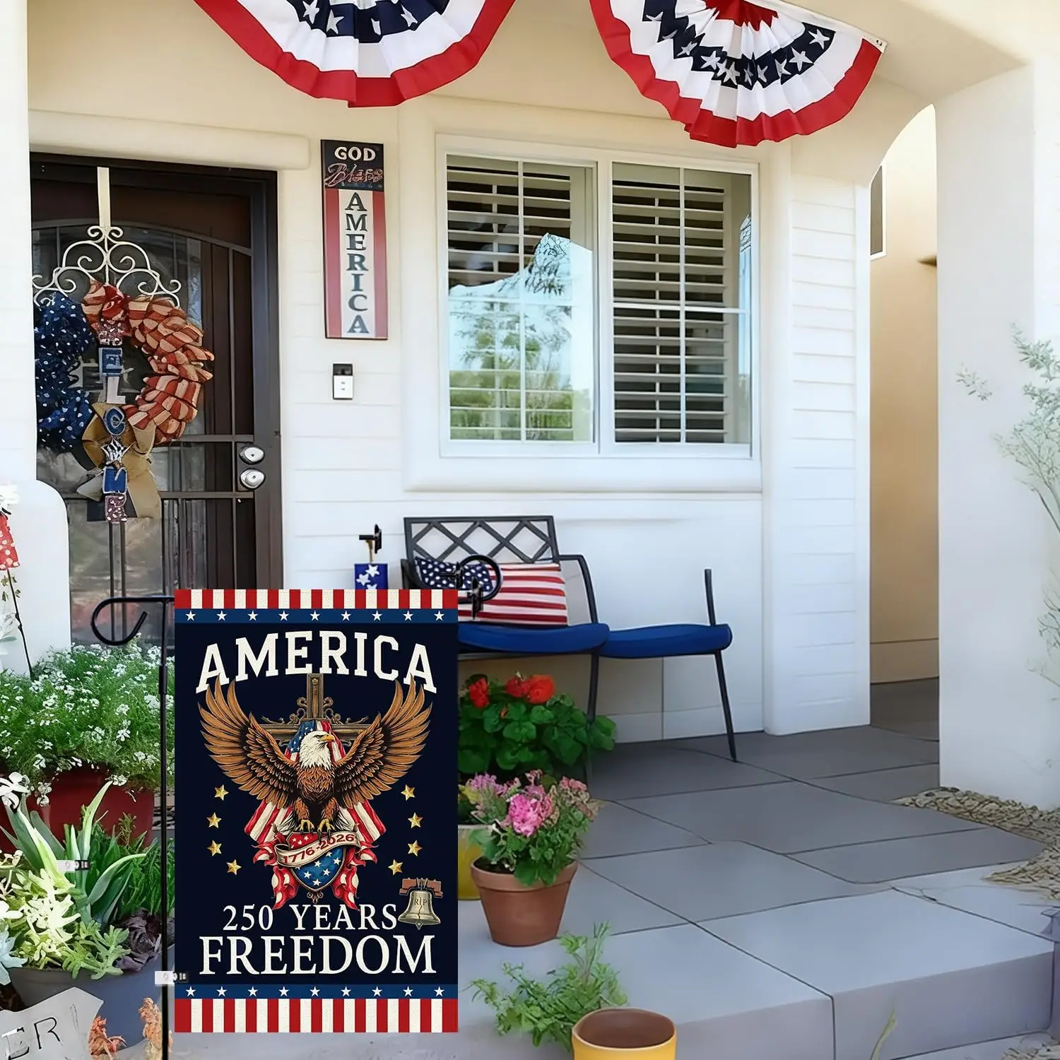 Baccessor 250th Anniversary America Freedom Garden Flag 12x18 Inch Double Sided,250th Anniversary USA Patriotic 1776-2026 Ba WWP