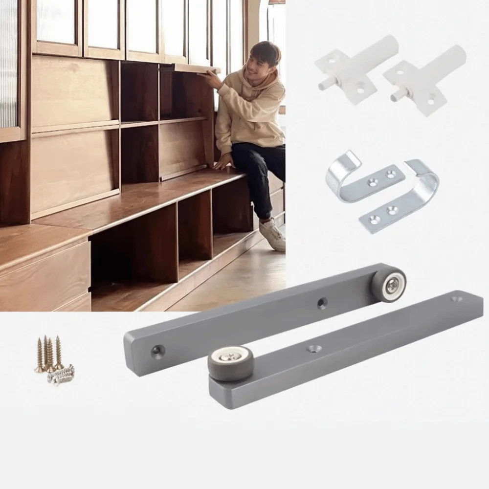 Aluminum Alloy Construction Cabinet Lift System Rubber Silent Pulleys Plug-in Telescopic Component Door Lifting Set