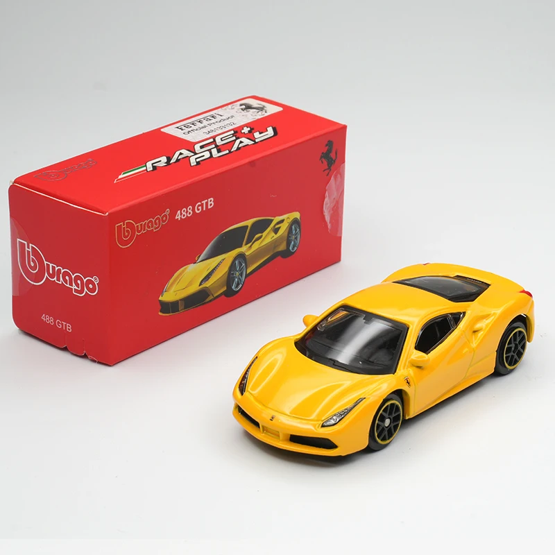 

Bburago 1:64 Ferrari 488 GTB желтые литые модели автомобилей игрушки детский подарок