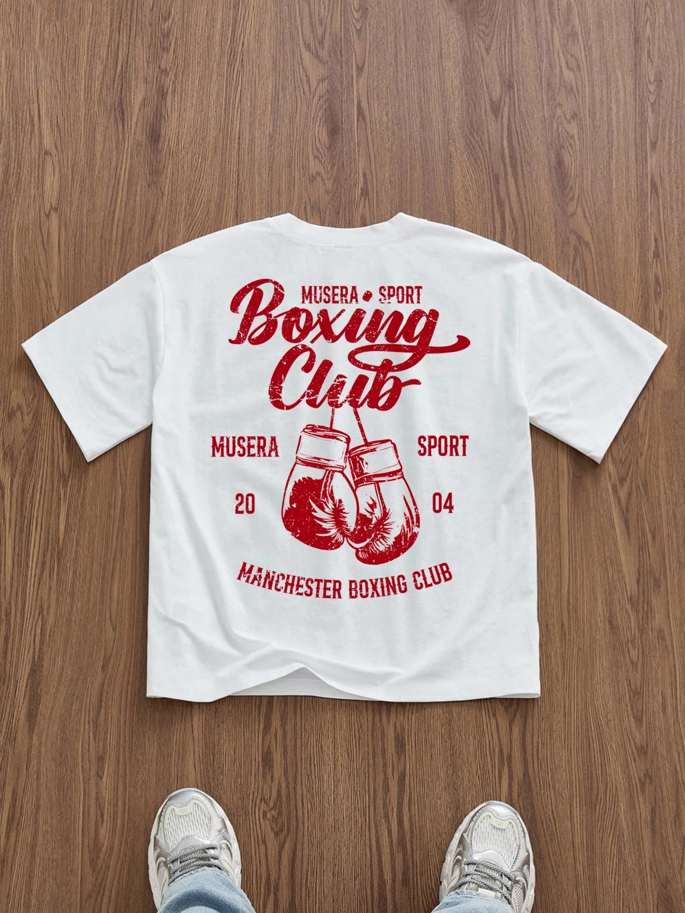 Manfinity EMRG Fashion Street Boxing Slogan Casual Printed Oversized Short Sleeve T-Shirt for Men Harajuku Fashion Trend Street