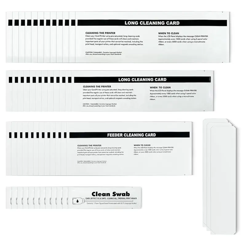 Cleaning Card Kit For Zebra ZXP Series 7 ZXP 7 ID Card Printer, 12-Piece ZXP7 Printer & Laminator Cleaning Card Set