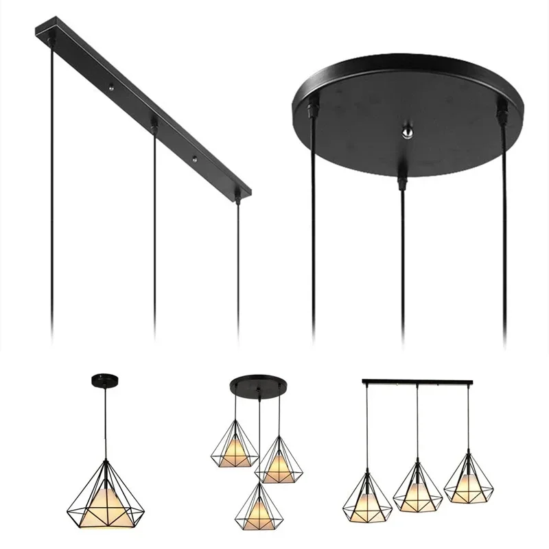 

DIY Ceiling Mounted Base Canopy Plate 3 Heads Chandeliers Pendant Light Hanging Lighting Ceiling Accessories Black White