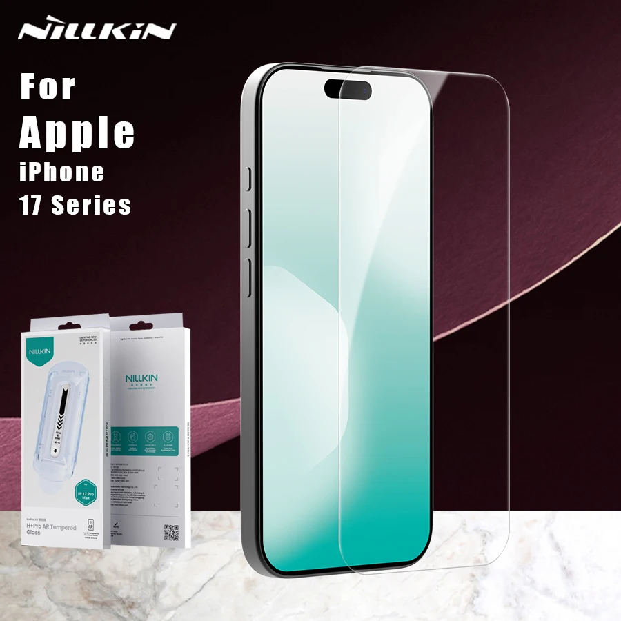 Nillkin لهاتف iPhone 17 Pro Max 17 Air H+ Pro زجاج مقسى مضاد للانعكاس مع صندوق خالي من الغبار واقي شاشة بحافة منحنية ثلاثية الأبعاد