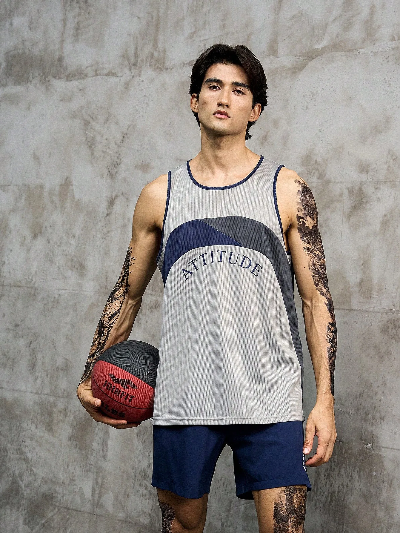 unisex ，Letter & Striped Print Crew Neck Casual Fitness Sports Tank Top,Basketball vest set，