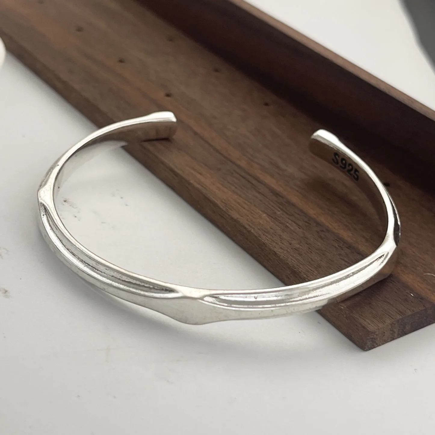 100% Solid 925 Sterling Silver Retro Bracelet for Women Men Vintage Handmade  Narrow Simple Bracelet Birthday Gift