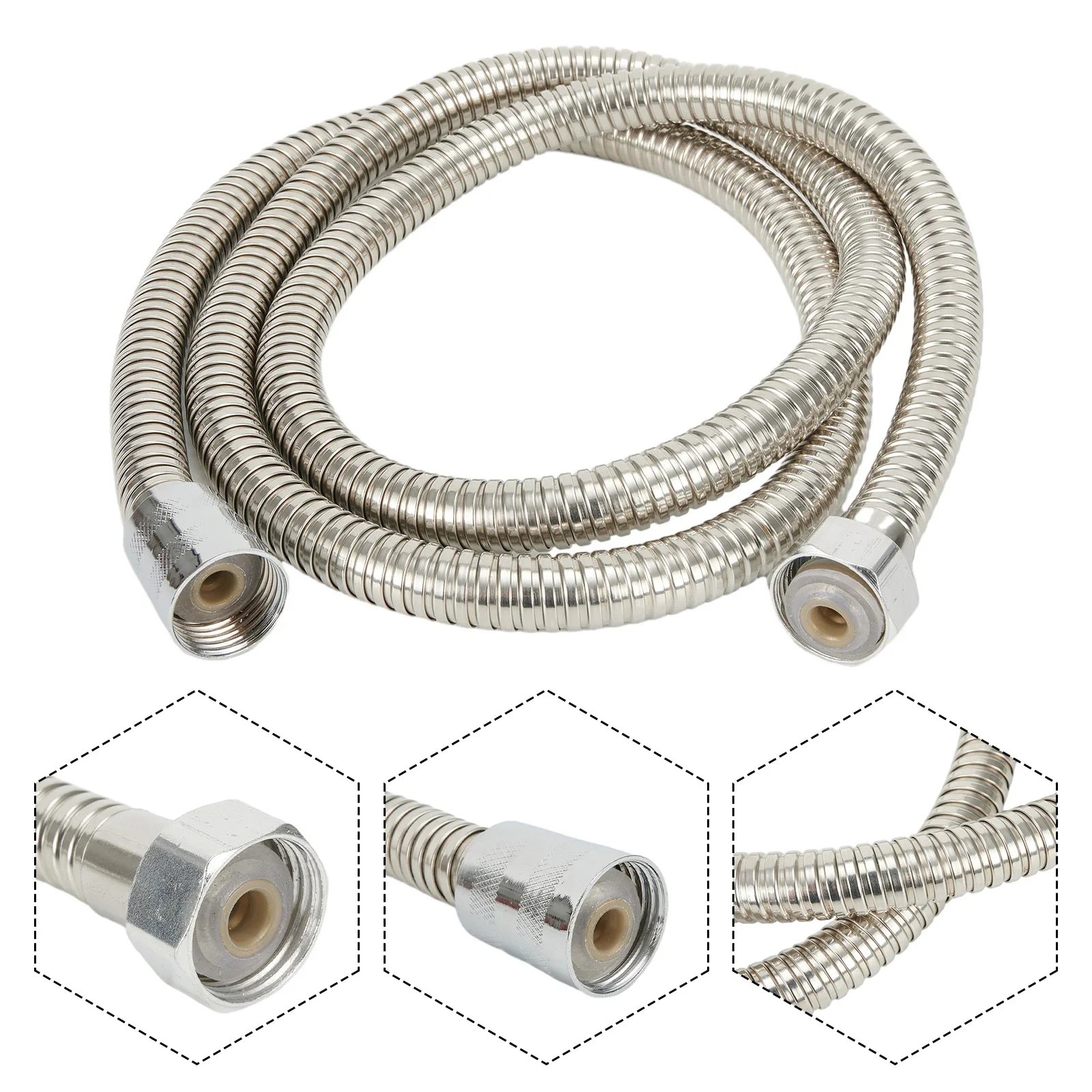 

Shower Hoses 1.5M Hose Shower Hose Household Sprinkler Inlet Pipe Stainless Steel 1.5m Shower Pipe 1pc Brass Inser Practical