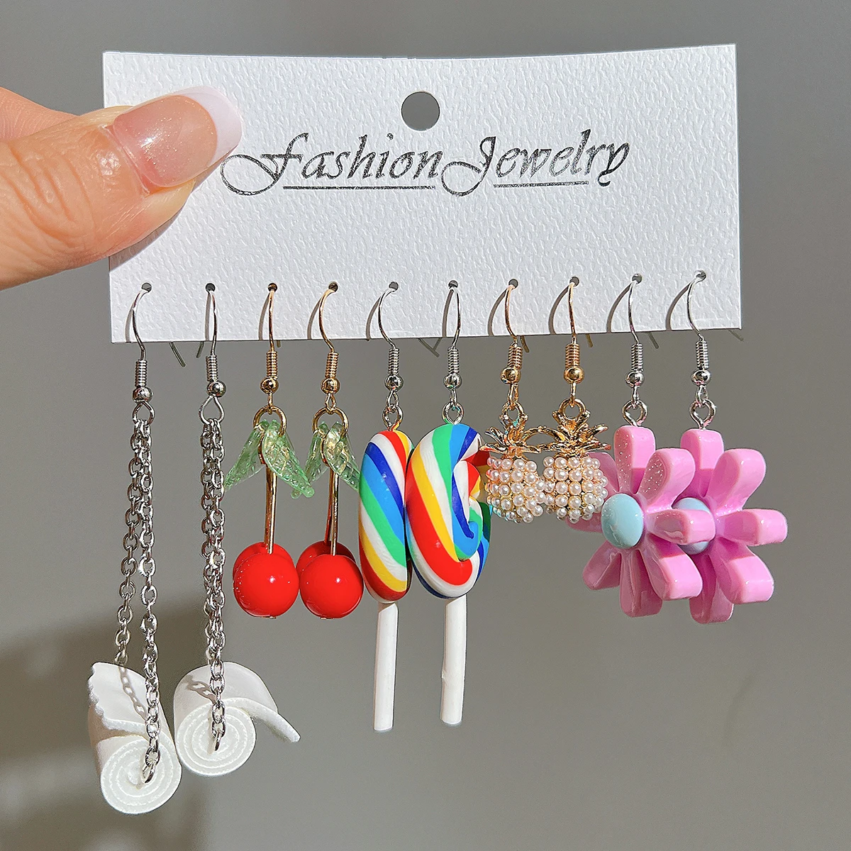 Colorido Butterfly Cartoon Earring Set para Mulheres, 17km Dopamina, Flor, Nuvem, Cogumelo, Peixe, Jóias, Personalidade, Novo