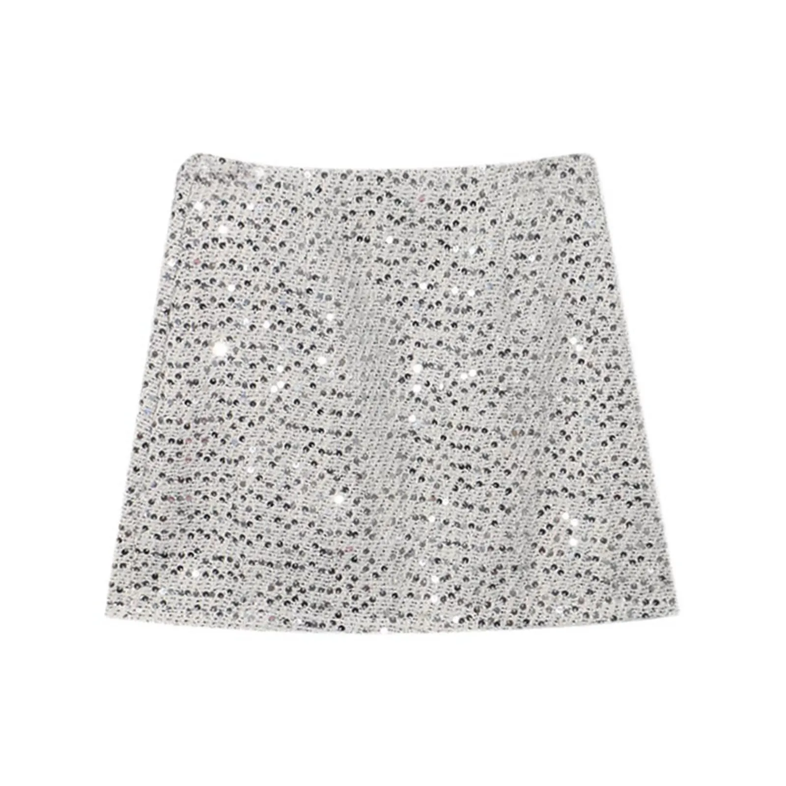 Women High-Waisted Slim Fit Spicy Sequins Tweed Bustier Skirt Anti-Glare A-Line Package Hip Short Skirt Glitter Versatile Skirts