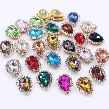 20 peças 10x14mm garra de flor costurar em strass base dourada cristais brilhantes pedras costura strass para roupas botão de strass