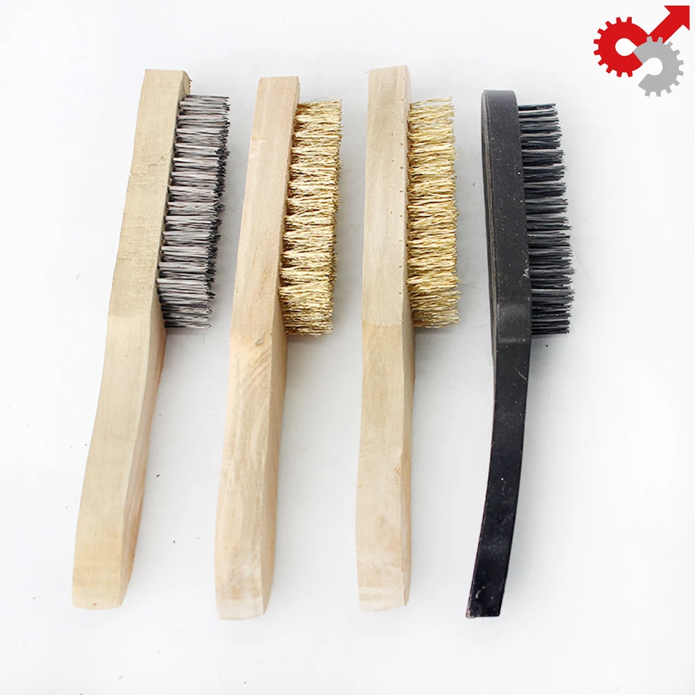 Wood Handle Plated Brass Stainless Steel Carbon Wire Brush Metal Surface Paint Removal Rust Antique Play Cleaning Instrument