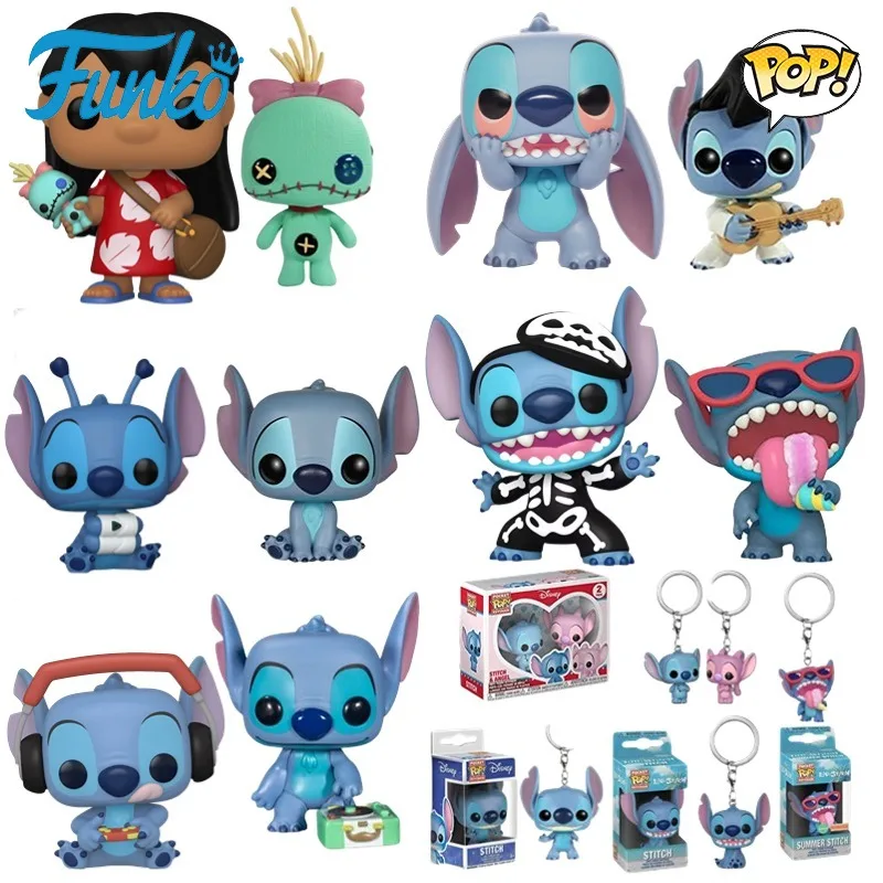 

Funko POP Original Lilo&Stitch Anime Figure Gamer Stitch Couple Set Keychain Action Figure Toys for Boys Girls Kids Gift