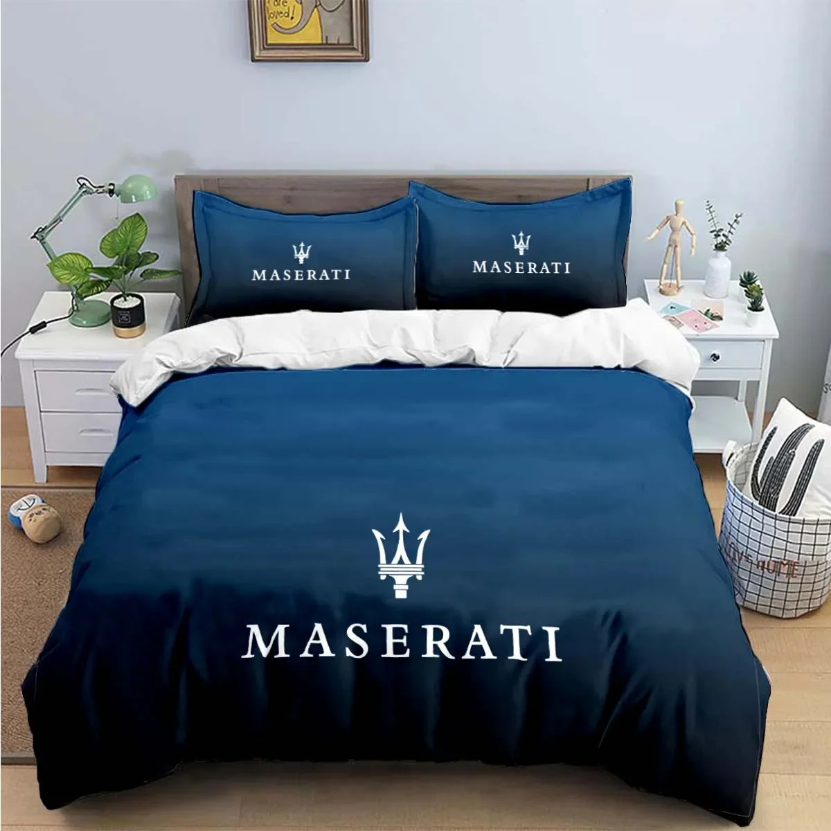 Fashion M-Maserati Print Bedding Sets Exquisite Bed Supplies Set Duvet Cover Bed Comforter Set Bedding Set Luxury Gift