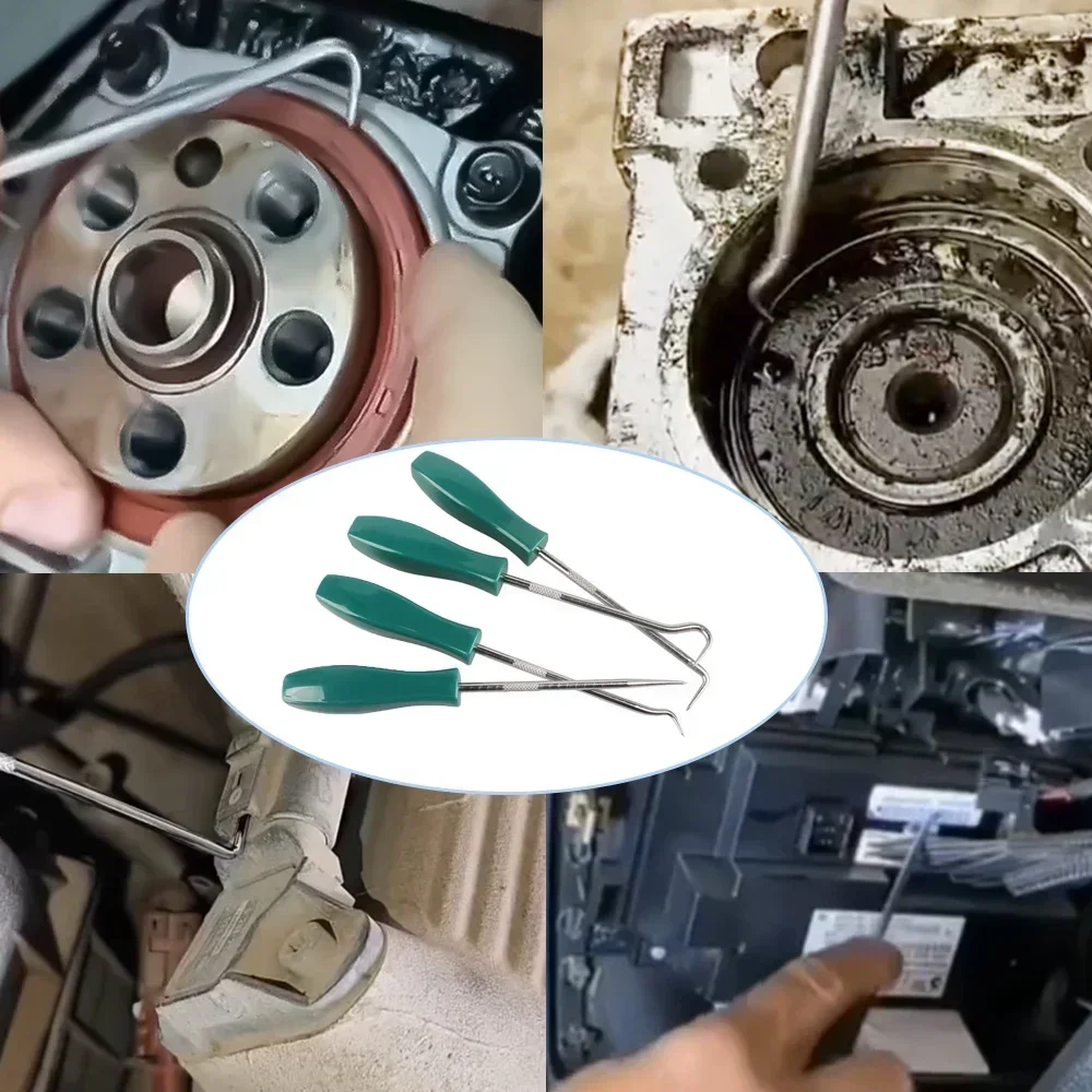 4Pcs 135mm Car Oil Seal Screwdrivers Set, with Non-Slip Grip, Durable Steel Pick Hooks for Auto Vehicle Repair & Maintenance