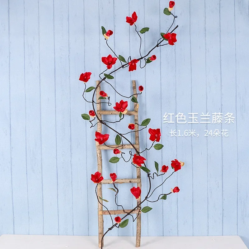 

XL wall beautification simulation vine fake flower vine magnolia flower strip plant hanging wall decoration