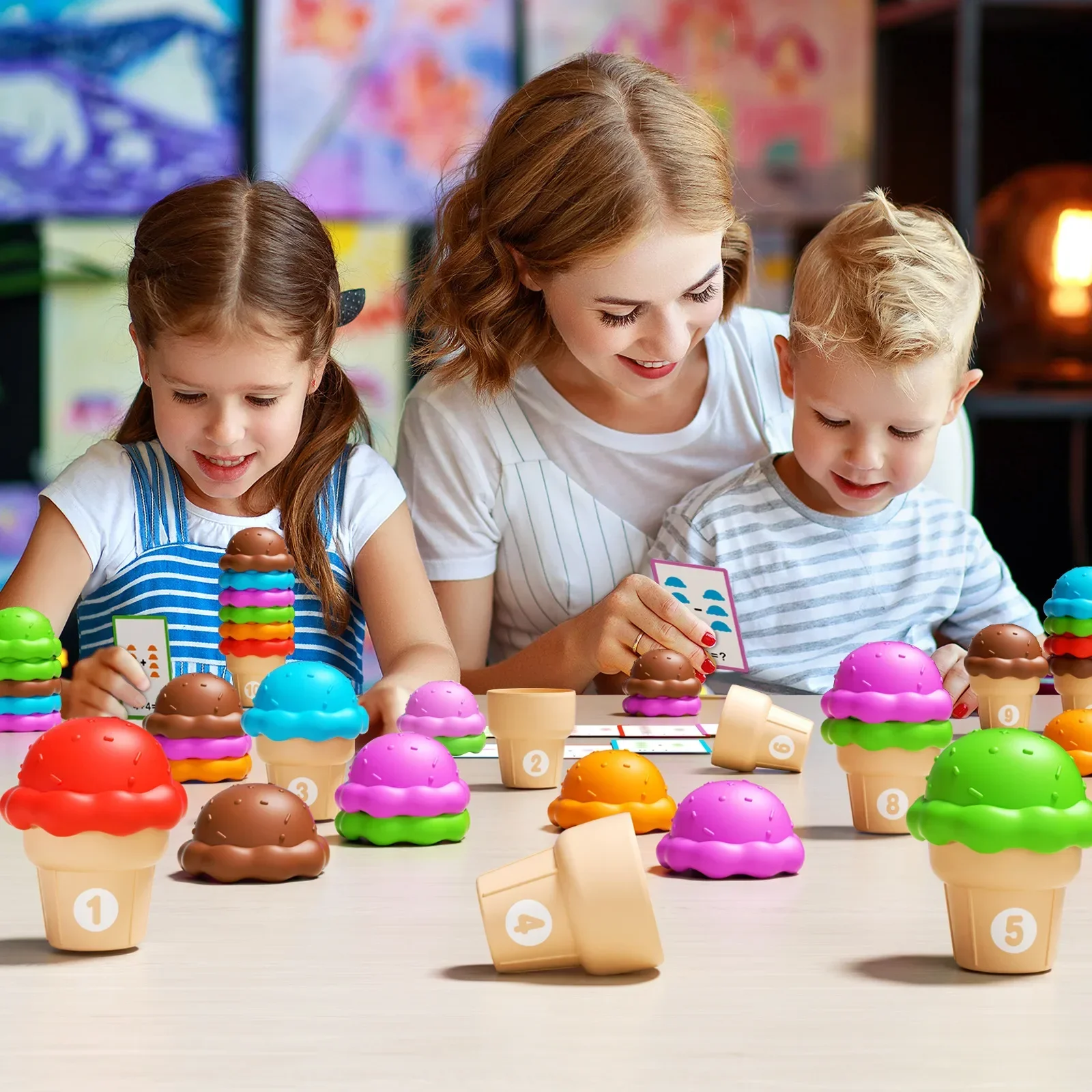 Ensemble de jouets d'apprentissage de l'orthographe de l'alphabet, crème glacée, comptage et tri de documents, jouet éducatif pour enfants d'âge alth, cadeaux de Noël