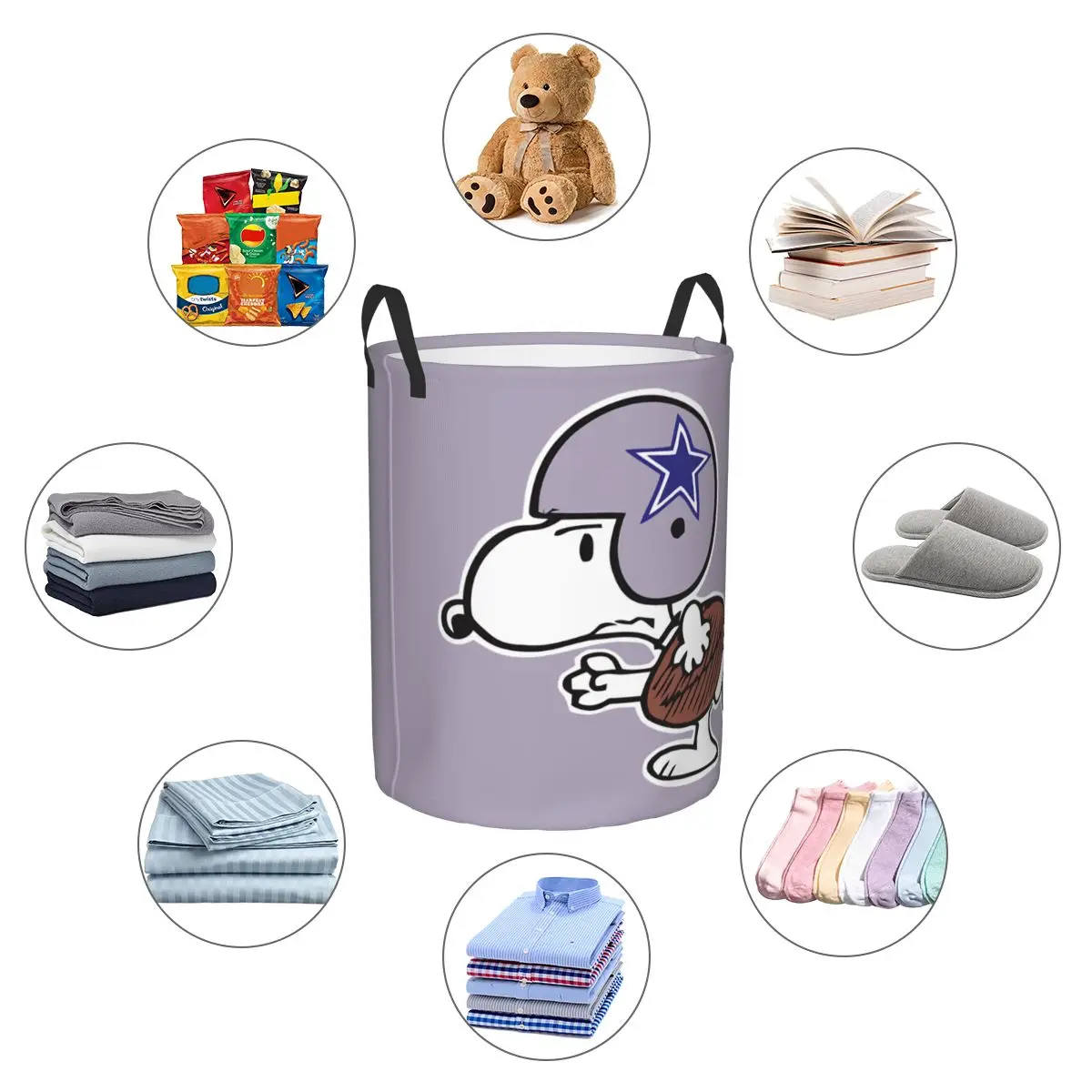 Funny Snoopy Football Game Toy Storage Box Collapsible Cartoon Kids Toys Bin Organizer Basket for Nursery Room