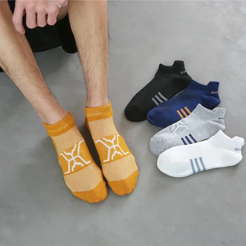 

Мужские короткие носки, спортивные хлопковые носки одного цвета, впитывающие пот, футбольные летние носки, короткие чулки для мужчин