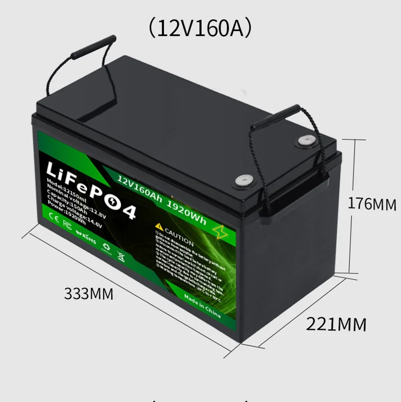 

12V 200Ah Rechargeable LiFePO4 Lithium Battery with Built-in BMS Ideal for Ride-on ToysSolar Panels Fish Finder, power wheel