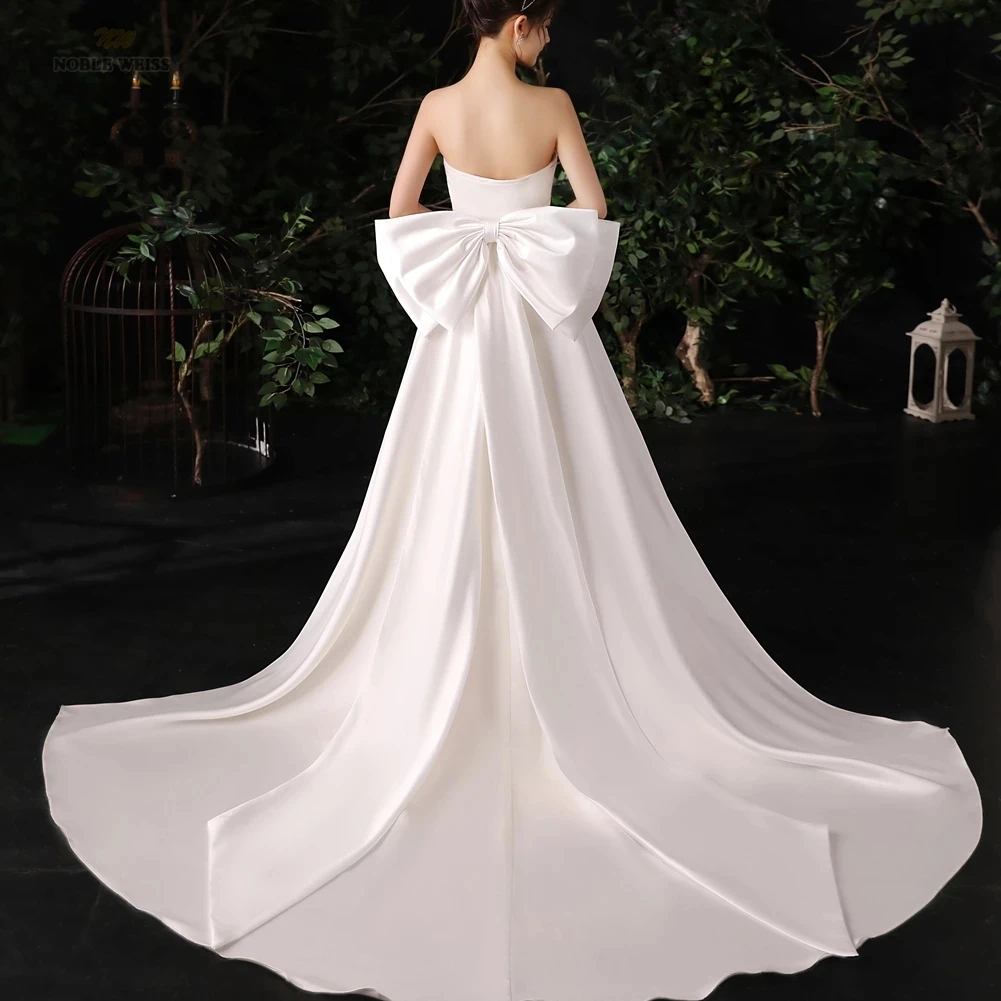 Seperate Satin Big Bow Large size Wedding Dress Knots Removeable Prom Party Dresses Knots Long Drag Customized