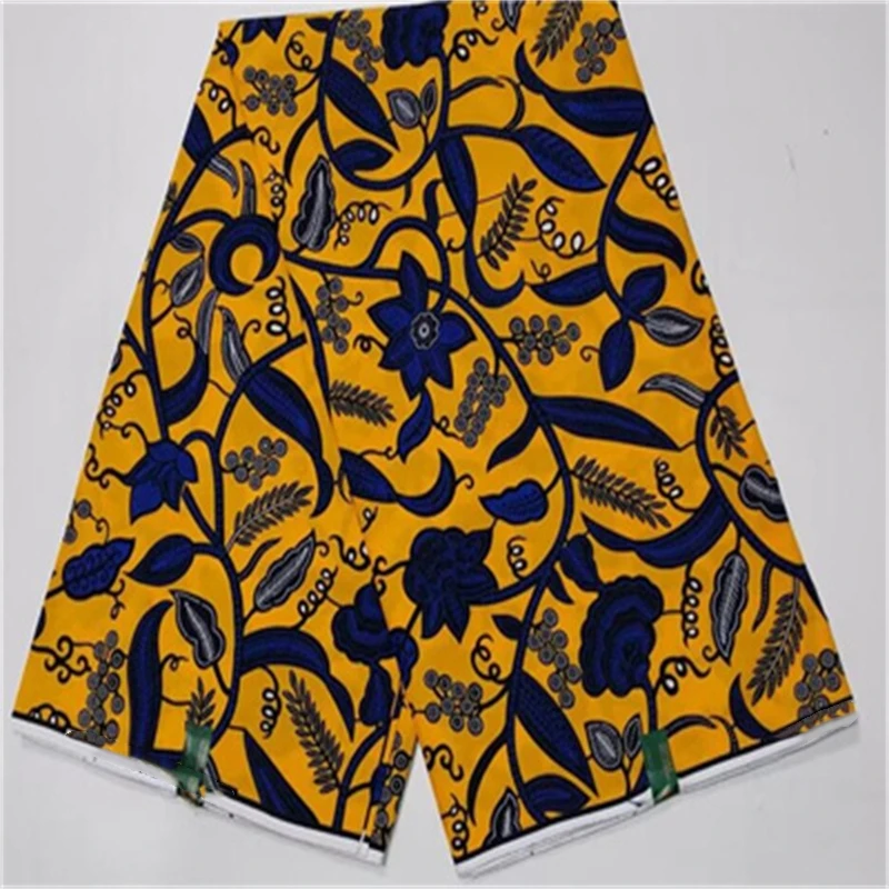 100% Cotton Nigerian Ankara Wax Lace Fabric 2024 High Quality Luxury African Rich Wax Lace Fabric 6 Yards for Women Dress