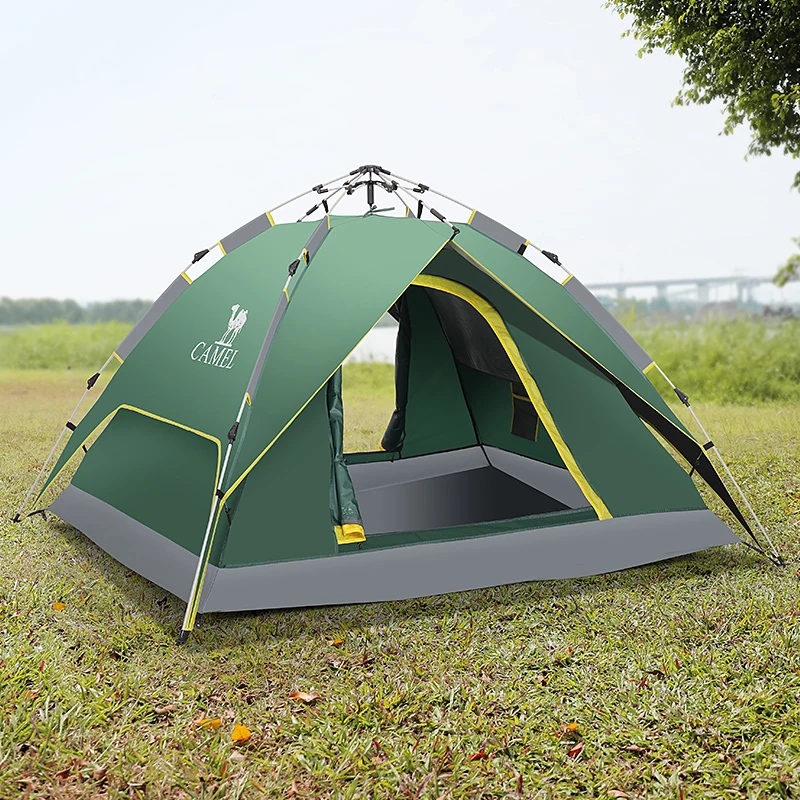 OLDEN CAMEL Outdoor Vinyl Camping Tent Portable Double Folding Automatic Tent Thickened Camping Supplies Sunscreen Rainproof