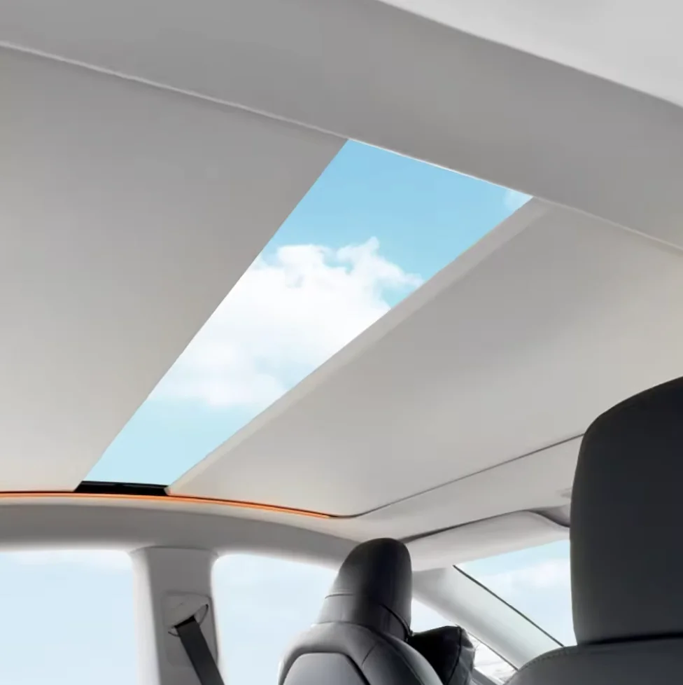 For Tesla Model Y Voice-controlled Retractable Sunroof, UV-protective Electric Sunshade, and Ambient Lighting