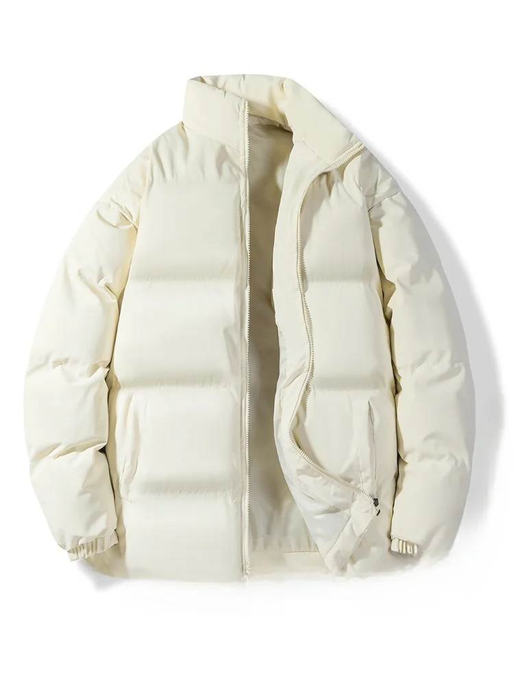 سترة قطنية بلون واحد مقاس كبير YKVO2025 للخريف والشتاء، سميكة ودافئة، تصميم قياسي، أزياء شبابية عصرية بياقة عالية وأكمام طويلة #3