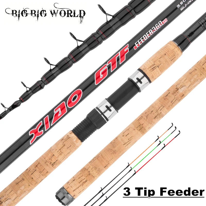 BIGBIGWORLD Telescopic Feeder Fishing Rod 3 Color Tips Traveling Spinning High Carbon Heavy Weight 60 - 180g 3.3m 3.6m 3.9m HARD