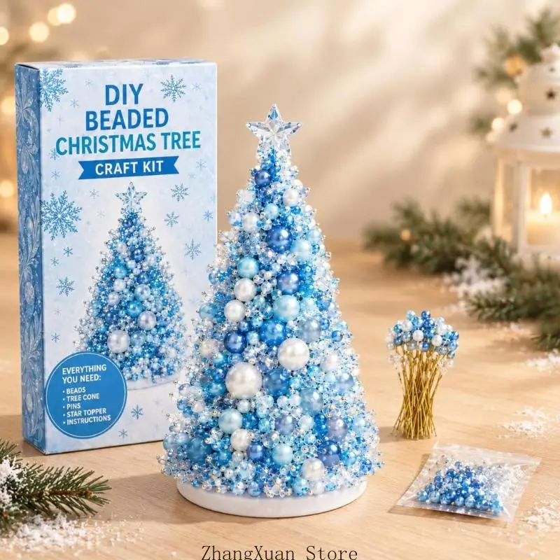 Build-a-Tree Weihnachtsperlen-Bastelset, 1 Projekt mit gemischten und transparent strukturierten Teilen für saisonale – Detail 3