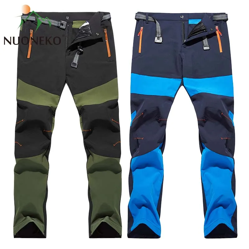 NUONEKO Stretch Outdoor Hiking Pants Men Elastic Quick Dry Waterproof Camping Trekking Fishing Climbing Breathable Trousers PN70