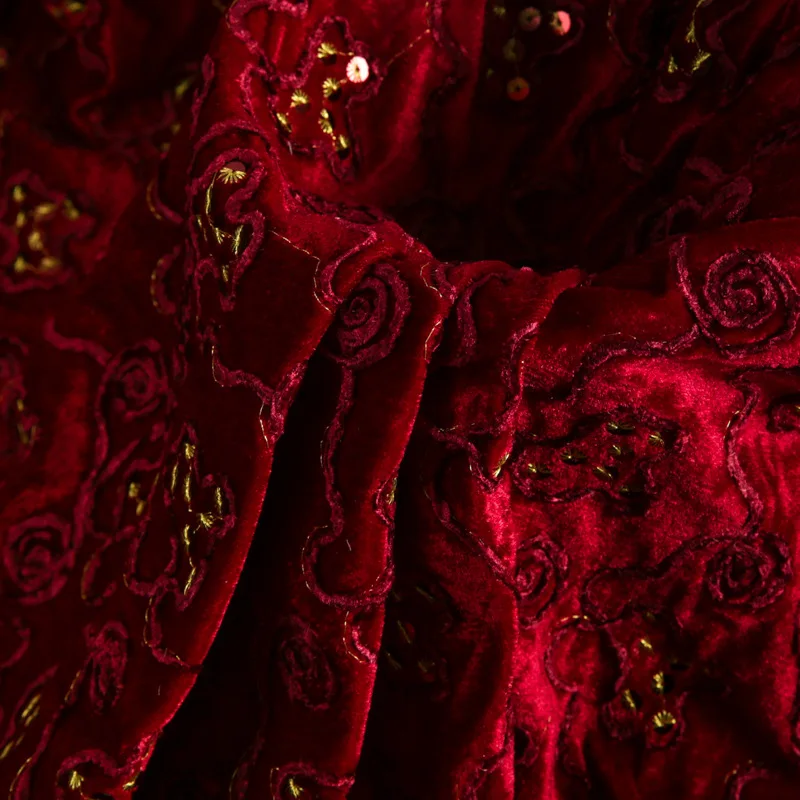 

Новая роскошная бархатная 3D веревка с цветочной вышивкой, глянцевая ткань для одежды и домашнего декора, текстиля