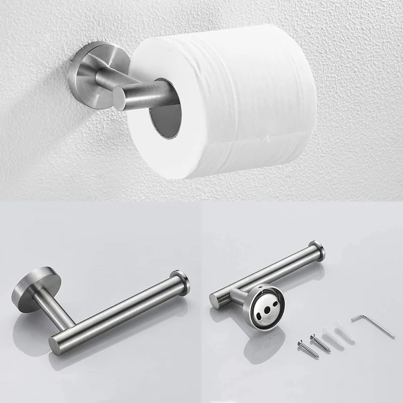 

3-Piece Bathroom Accessories Set: Towel Bar, Toilet Paper Holder, Robe Hook